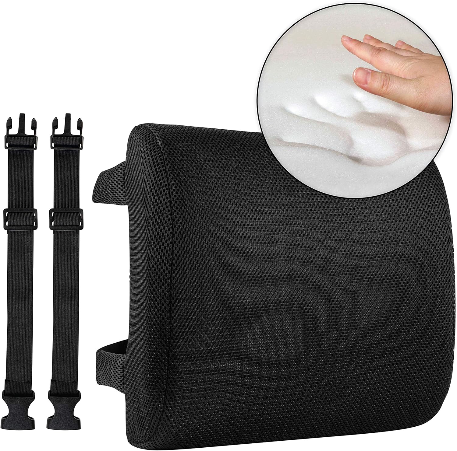 Healthy Spirit Memory Foam Lumbar Support Back Cushion | Back Support for Office Chair Car | Lumbar Support Pillow, Black, 1 Count : Health & Household