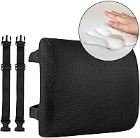 Vista 2 de Cojín de respaldo lumbar de espuma viscoelástica Soporte de espalda para silla de oficina de coche Almohada de apoyo lumbar, negro, 1 unidad