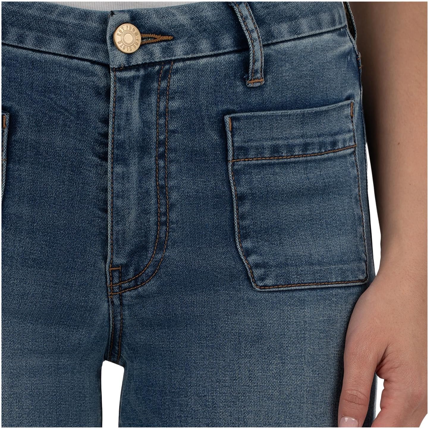 KUT from The Kloth Womens Meg High-Rise Wide Leg with Patch Pockets Reg Hem in Loyalty - Image 4