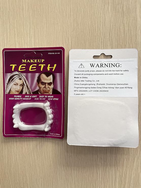 Boieo White Vampire Fangs Halloween Costumes Props for kids