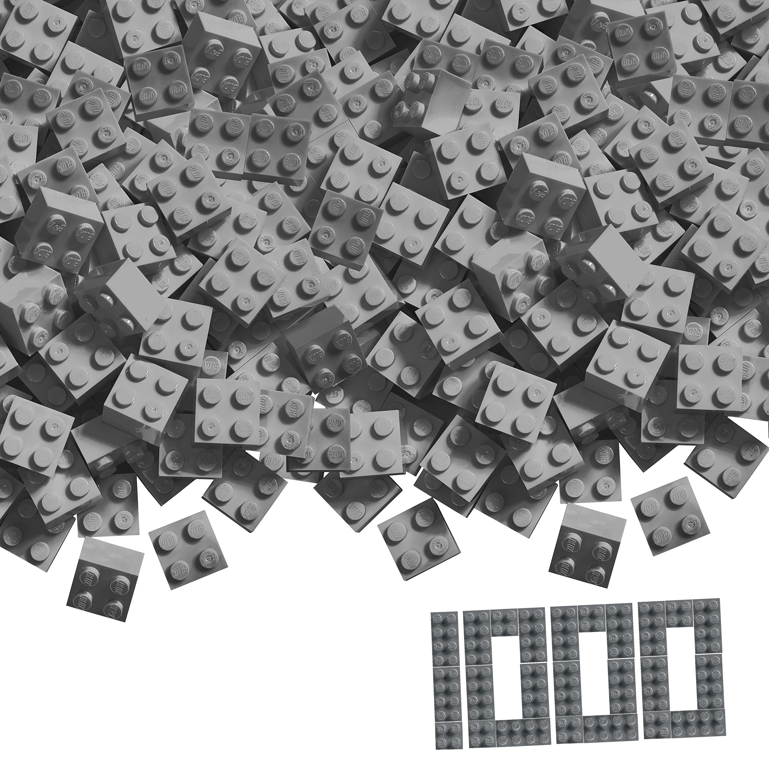 Simba Bausteine Blox, 1000 mattoncini grigi per bambini dai 3 anni in su, 4 pezzi in cartone, alta qualità, completamente compatibili con molti altri produttori, Grigio