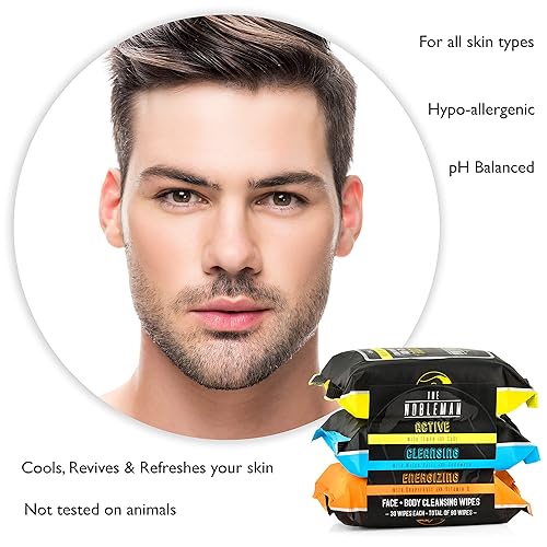 Miniatura 7 de Toallitas limpiadoras surtidas para hombre, refrescantescarbónrefrescantes, paquete de 3 (90 unidades)