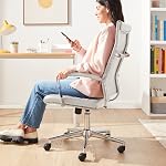 Amazon Basics High-Back chaise de bureau pivotante avec rembourrage Puresoft côtelé - Blanc, Support Lombaire, Style Moderne
