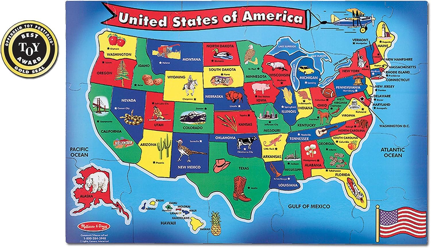 Melissa & Doug USA Map Floor Puzzle (51 pcs, 2 x 3 feet) : Melissa & Doug: Toys & Games