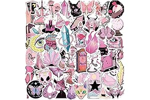 50Pcs Pink Witch Stickers Waterproof Vinyl Graffiti Stickers for Hydro Flask