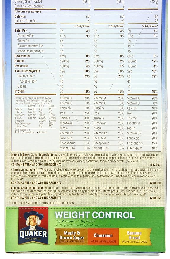 Avena Instantánea Quaker Control de Peso, Paquete Variado, 8 Sobres, 4 Cajas miniatura 6