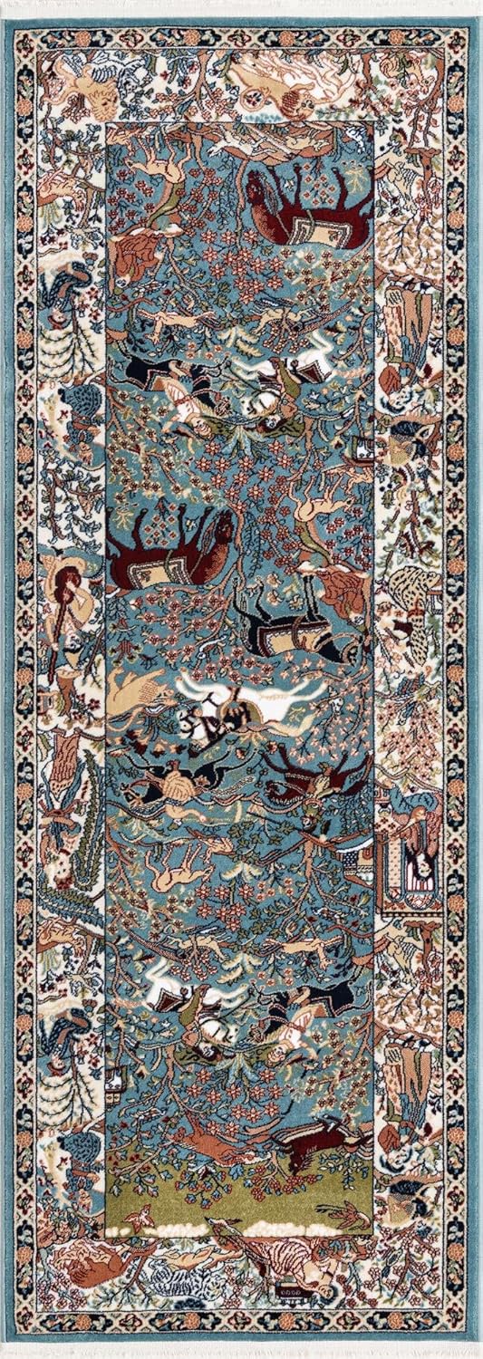 Unique Loom Narenj Collection Area Rug - Birmingham (2' 7" x 7' 1" Runner, Blue/ Burgundy)