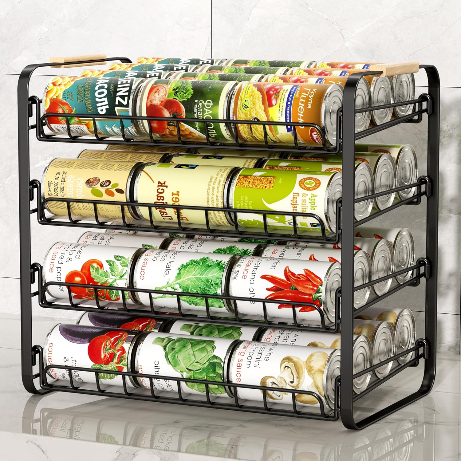 MAXIFFE 4-Tier Can Organizer Rack – Adjustable Metal Storage for 48 Cans MAXIFFE 4-Tier Can Organizer Rack – Adjustable Metal Storage for 48 Cans
