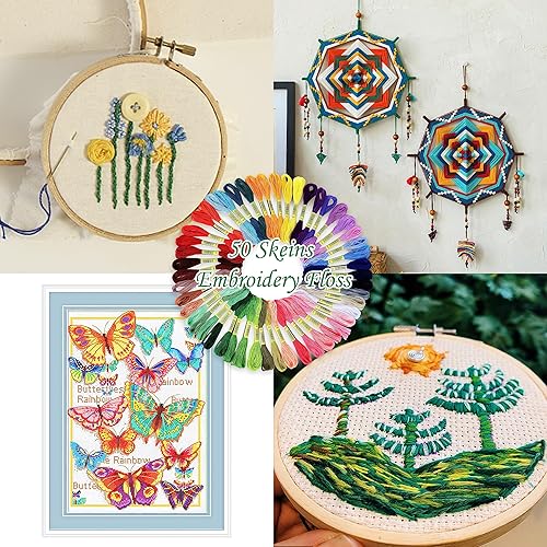 Miniatura 5 de ATDAWN Bordado de color arcoíris, hilos de punto de cruz, pulseras, hilo de manualidades, 50 unidades