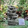 BTGGG Water Feature Self Containing Feature Outdoor Fountain Rockery Decoration for Garden, Garden Pond, Terrace, Pond, Balcony Solar Powered Garden Ornament Fountain with LED Light