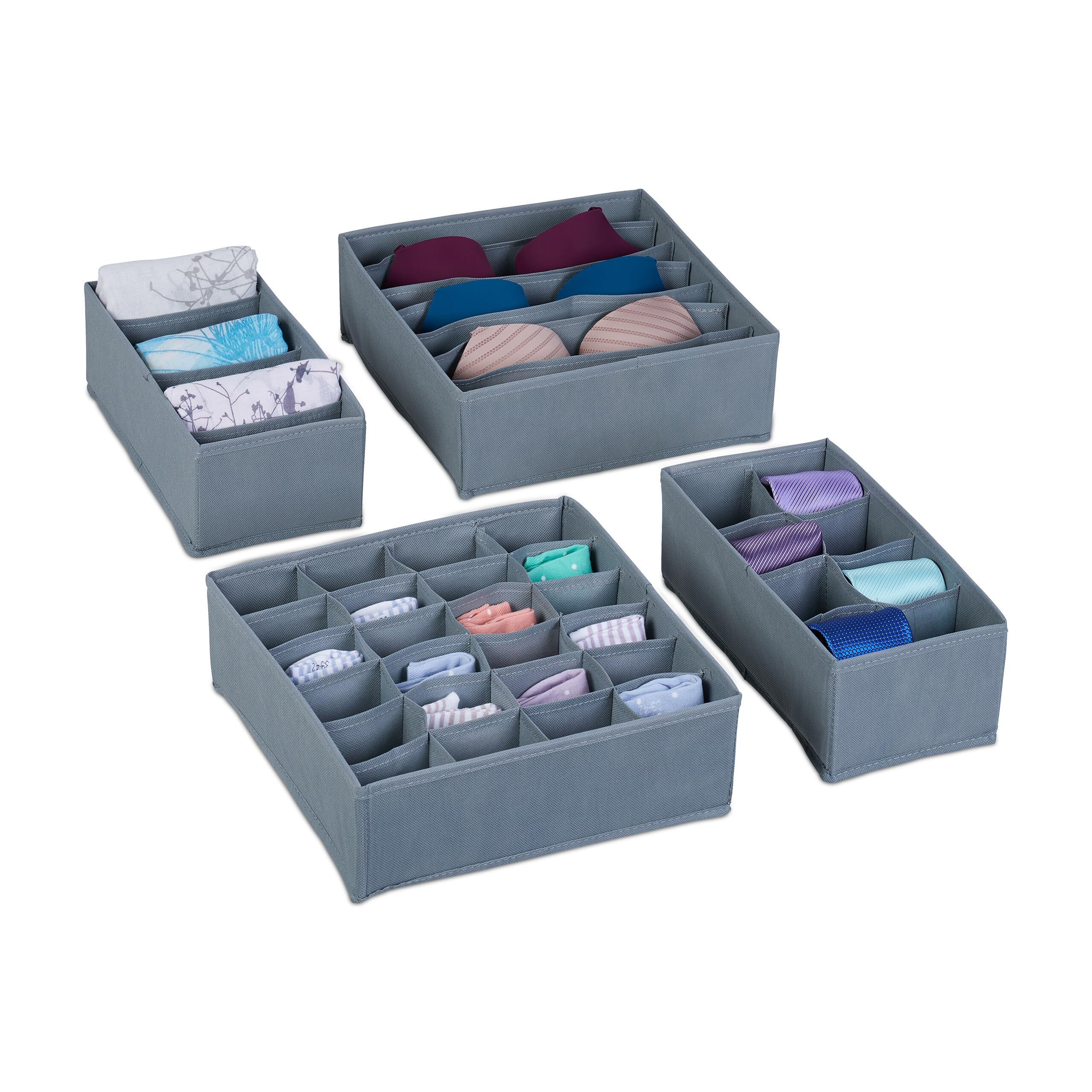 Relaxdays 4-teilige Wäscheorganizer-Set in Grau