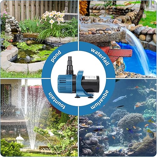 Miniatura 7 de Bomba de estanque de 1600 GPH para estanques al aire libre y jardín acuático, dirección de flujo ajustable de 180, bomba de fuente ultra silenciosa