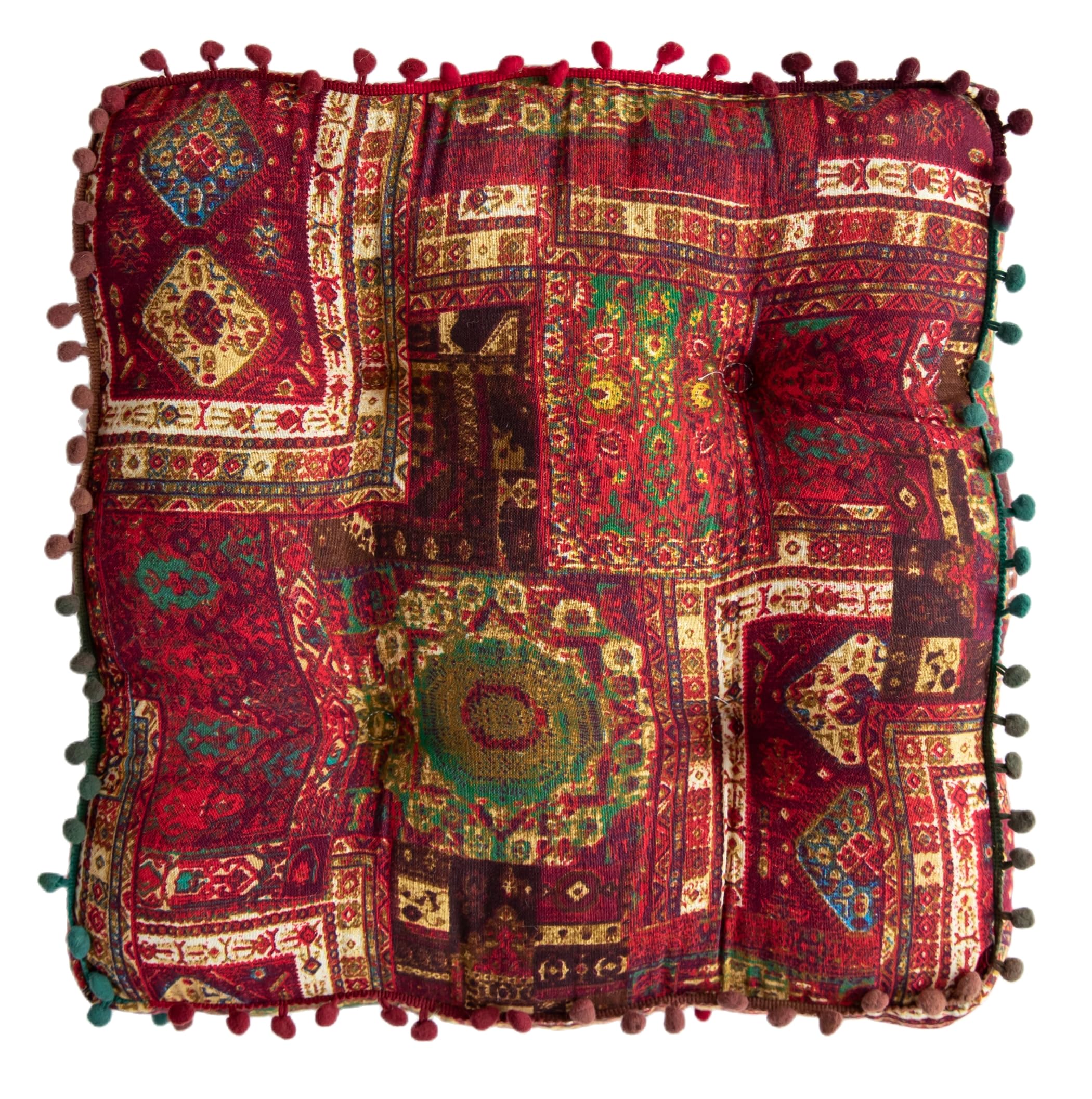 HXIYAN Round Cushion Sofa Cushion Soft Throw Pillow Meditation Pillow Living Room Window Balcony Decoration Pillow (15.7in, Red Square)