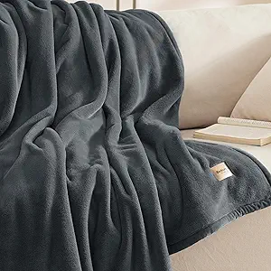 Bedsure Fleece King Size Blanket for Bed - GentleSoft Warm, Cozy, Soft & Thick Blanket for Winter, Heavy 500Gsm Anti-Static Design, Ideal for Couch & Sofa, Grey, 108x90 Inch