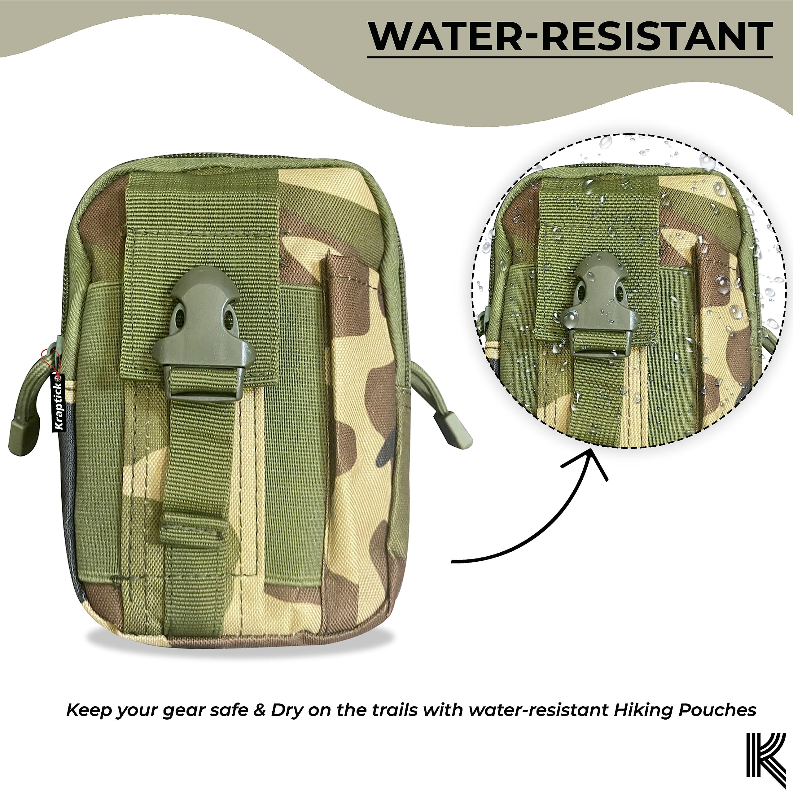 Kraptick Multi-Purpose Water Resistant Waist Bag with Dual Compartment, Waist Bag Mobile Phone Holder, Waist Pack for Men, Women Camping Hiking Pouch (Jungle Camouflage) 2