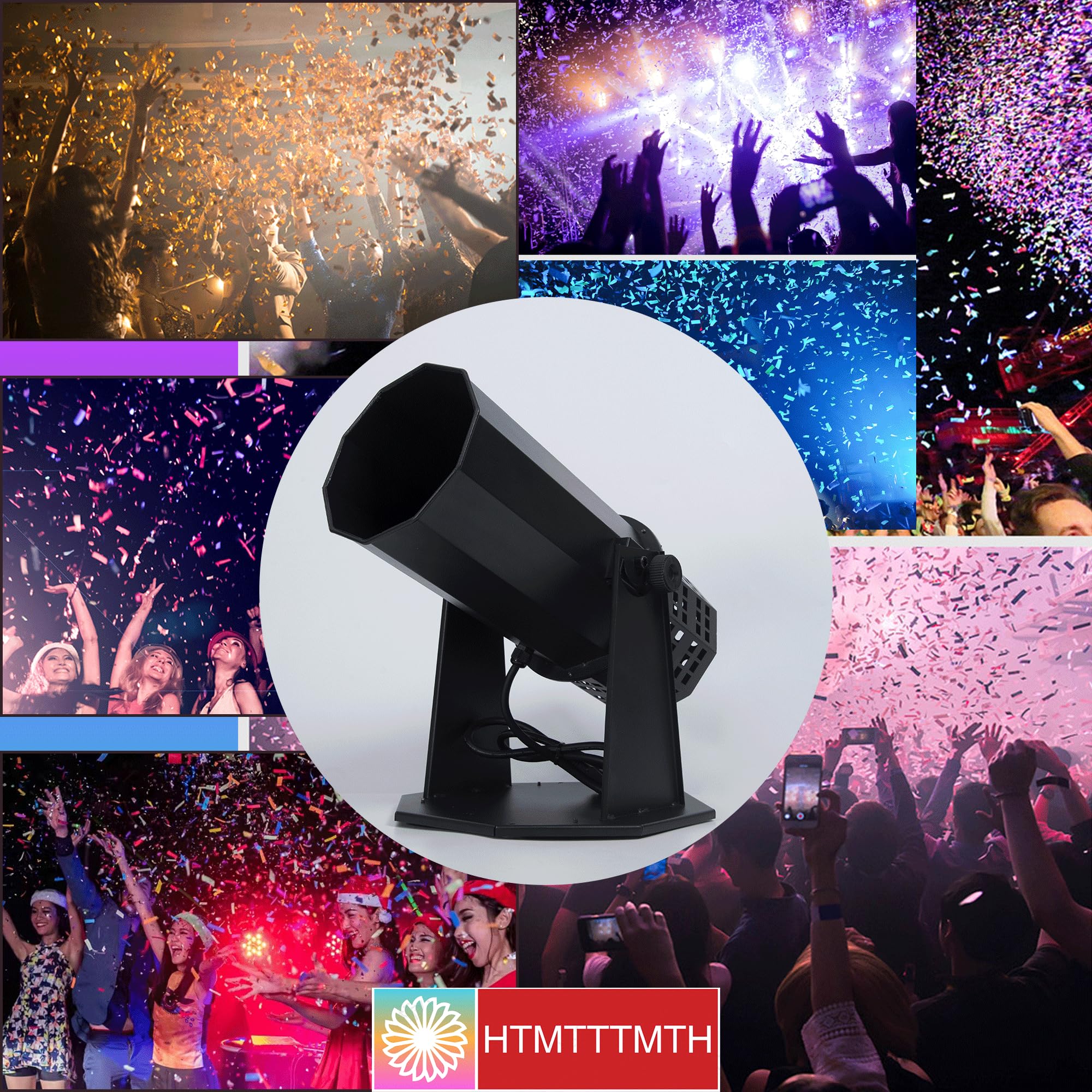 HTMTTTMTH Electric Confetti Launcher Confetti Tubes Confetti Shooter with Wireless Remote for DJ Party Nightclub Wedding Stage Concert Event Show 1500W High-Power Fan, 8-10 Meters Blowing Height