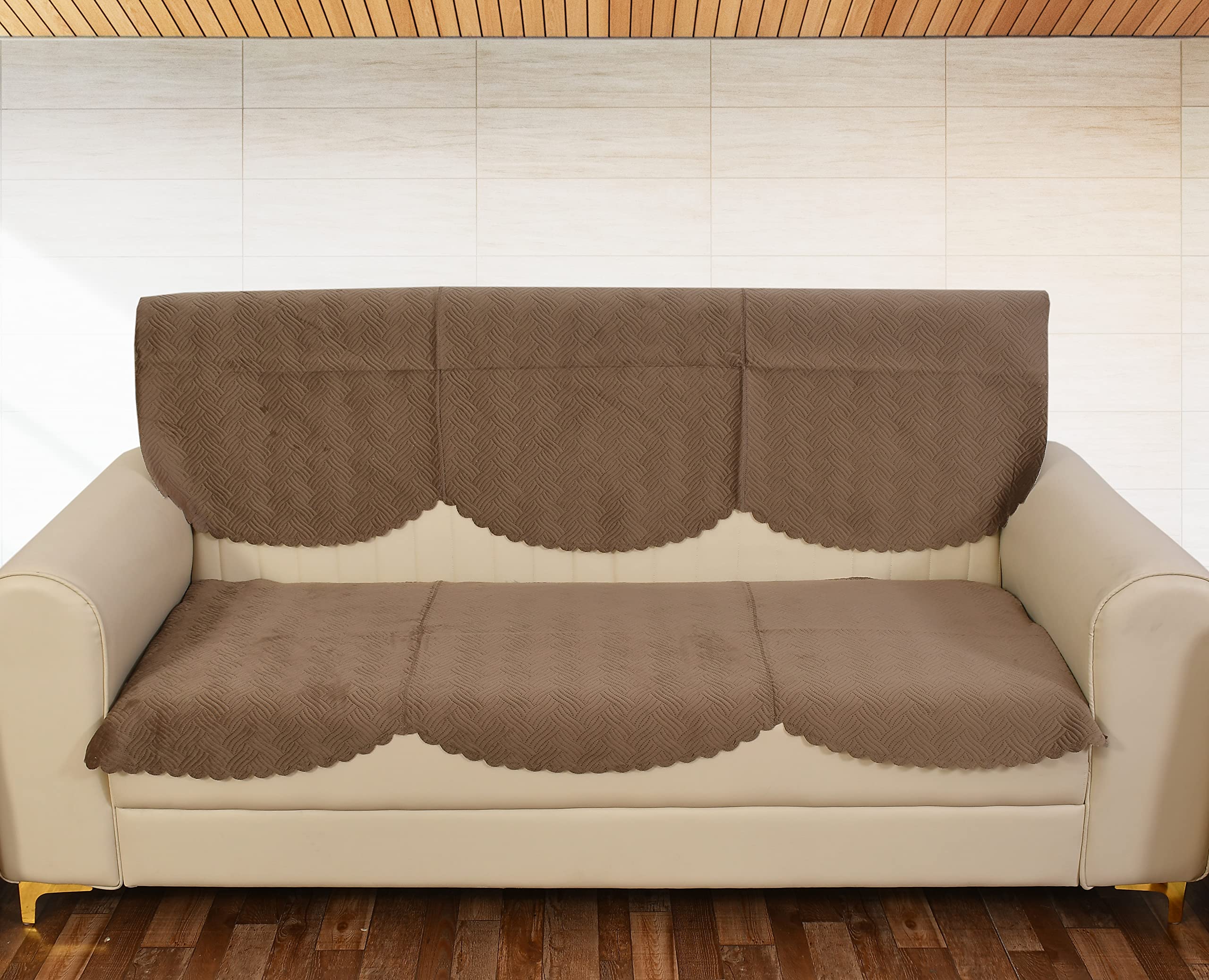Pink Quilted Sofa Cover - Velvet 1 Seater Cover -15 Pink Quilted Sofa Cover - Velvet 1 Seater Cover -15
