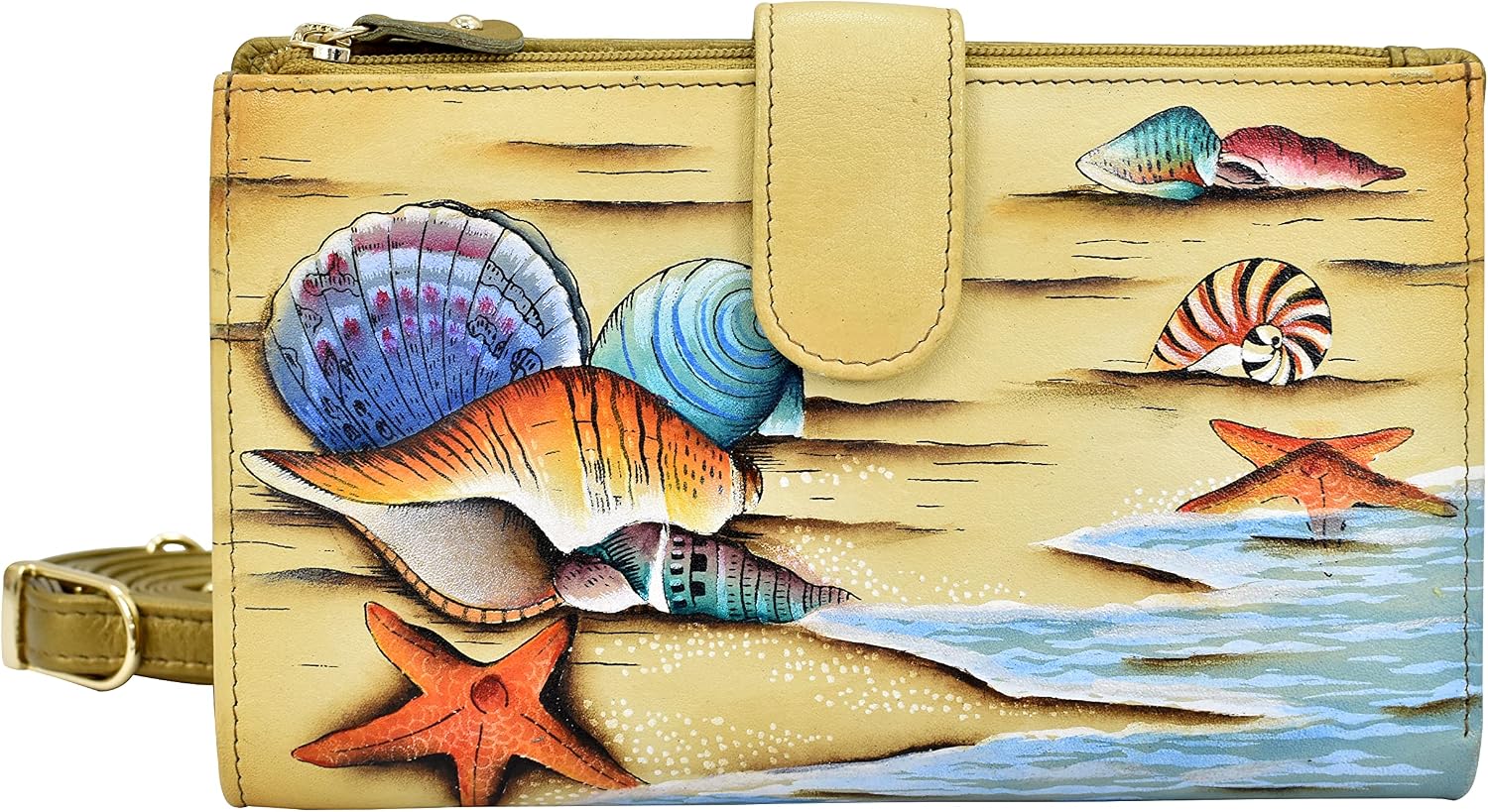 Anuschka 1113 Women’s Hand-Painted Genuine Leather RFID Blocking Cell Phone Case & Wallet - Gift of the Sea
