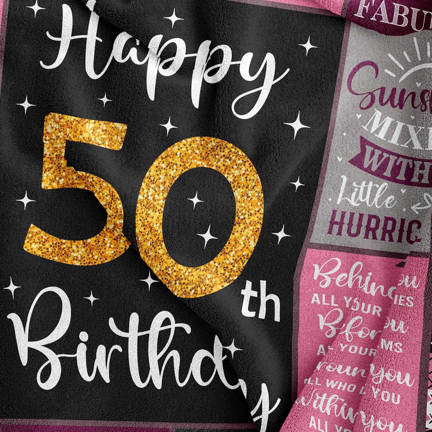 Amonee-YL 50th Birthday Gifts for Women, 50th Birthday Gift Blanket 50"X60", 50 Year Old Gifts for Women, 50th Birthday Gifts for Her, 50th Birthday Decorations, 50 Years Old Birthday Gifts for Woman - Image 2