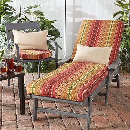 Miniatura 5 de South Pine Porch Cojín redondo reversible para asiento de comedor de 18 pulgadas (paquete de 2), Kinnabari Stripe 2 unidades