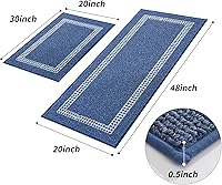 Vista 2 de COSY HOMEER Tapetes de cocina antideslizantes de polipropileno grueso para el hogar, lavable a máquina, 20 x 30/20 x 48 pulgadas, azul