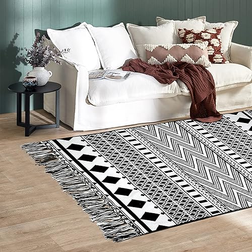 Miniatura 240 de IOHOUZE Alfombra lavable de 4 x 6 pies con parte trasera de goma antideslizante tejida para interiores y exteriores, alfombra para entrada