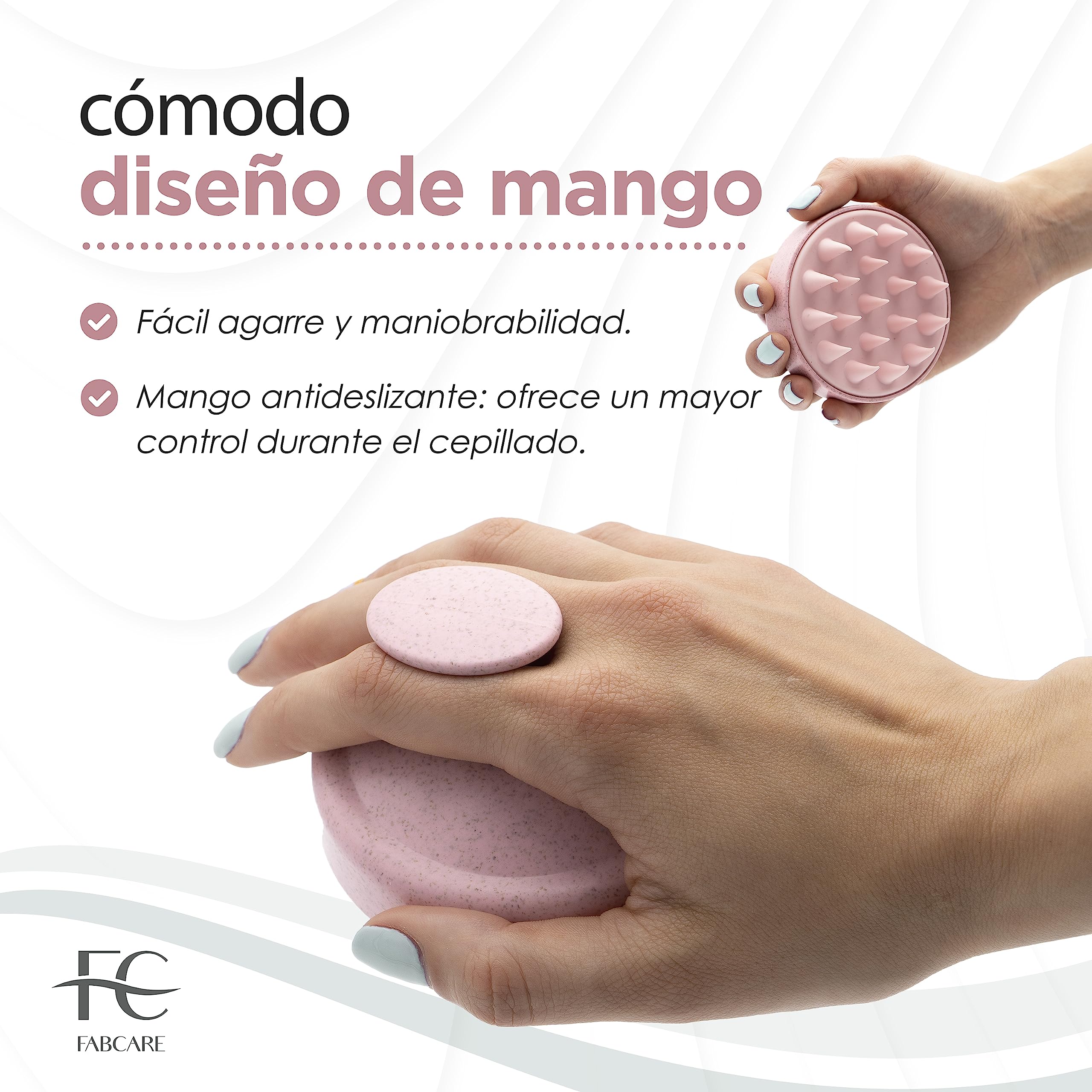 FABCARE Cepillo Cuero Cabelludo | Masajeador Cuero Cabelludo | Paja Trigo y Silicona | Cepillo Exfoliante Capilar Pelo Húmedo y Mojado | Masajeador Cabeza Crecimiento Capilar, Limpieza y Sequedad