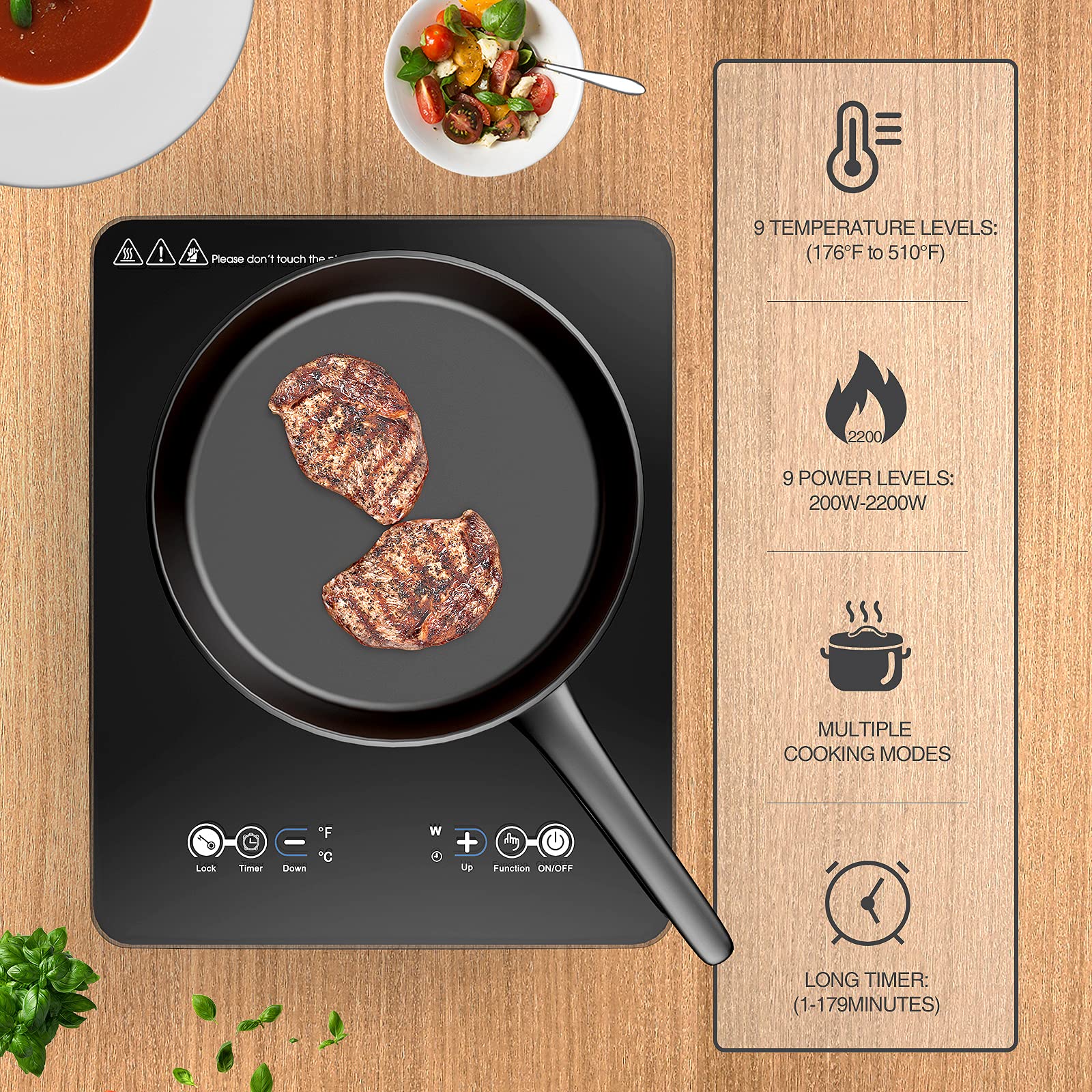 Buy Portable Induction Cooktop, VBGK 2000W Induction Burner Electric