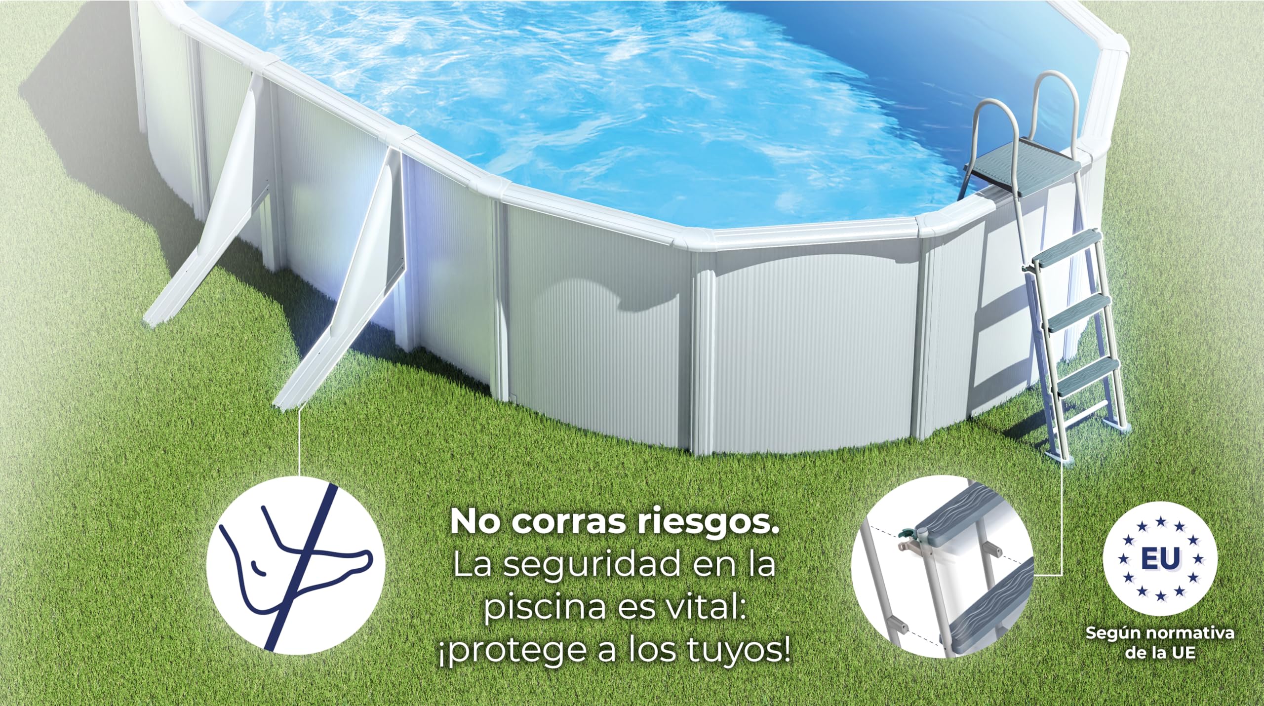 Piscina de Acero Elevada,Forma Ovalada con Aspecto Acero Blanco. Piscinas Desmontables para Jardín 500 x 300 x 120 cm - Piscina Gre KITPROV503 Bora Bora.