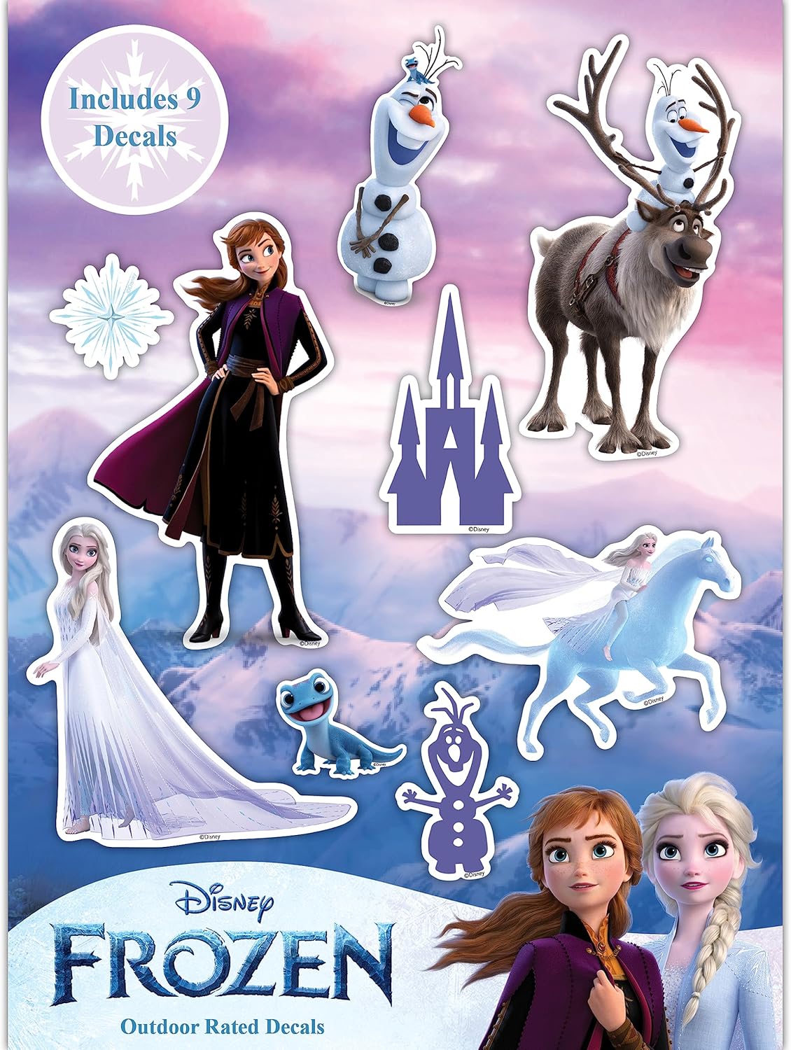 Disney Frozen Decals Set of 9 Elsa Anna Olaf & Sven