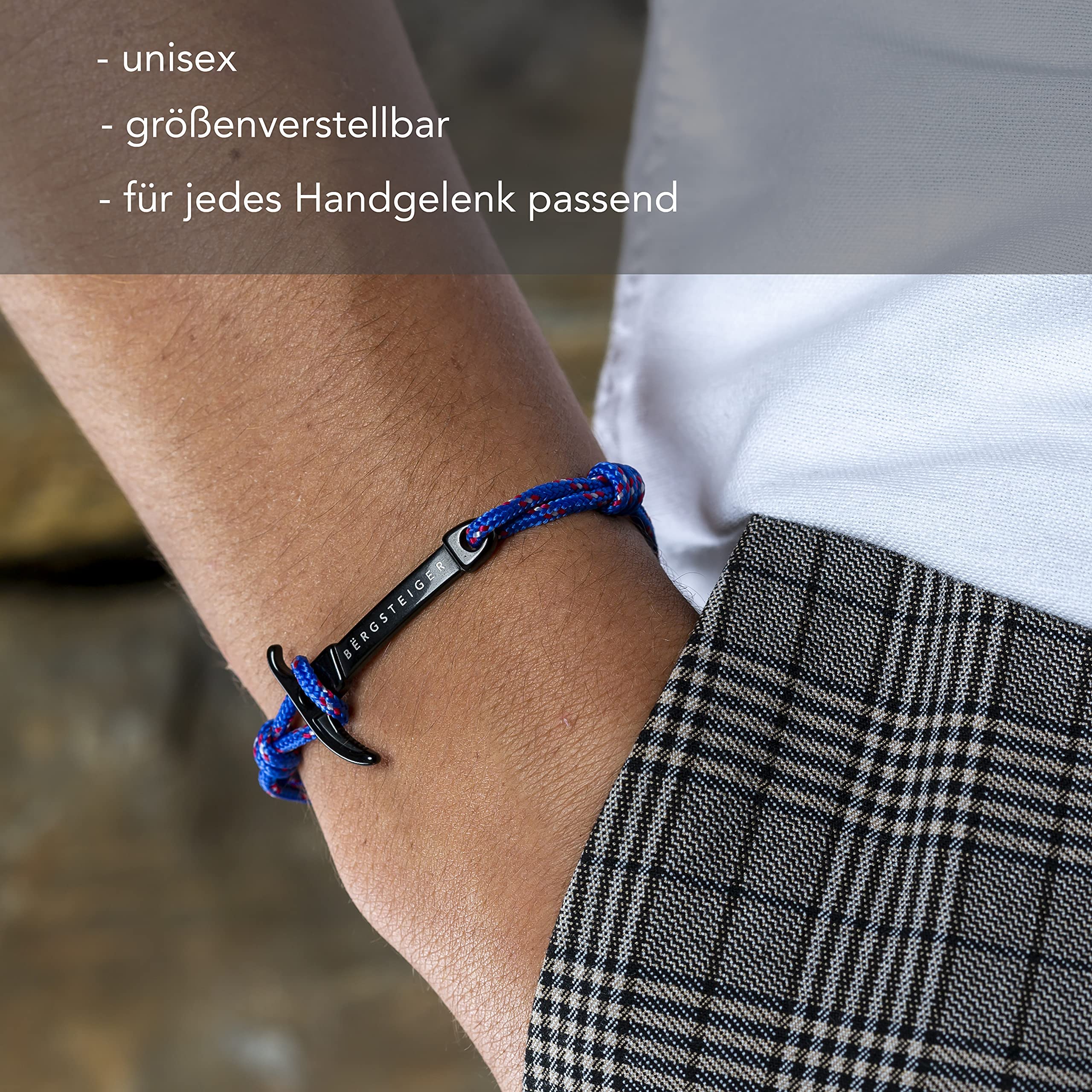 Produktbild von BËRGSTEIGER ICE AXE Armband – Verstellbares Stoffarmband Mit Eispickel-Anhänger Für Damen & Herren
