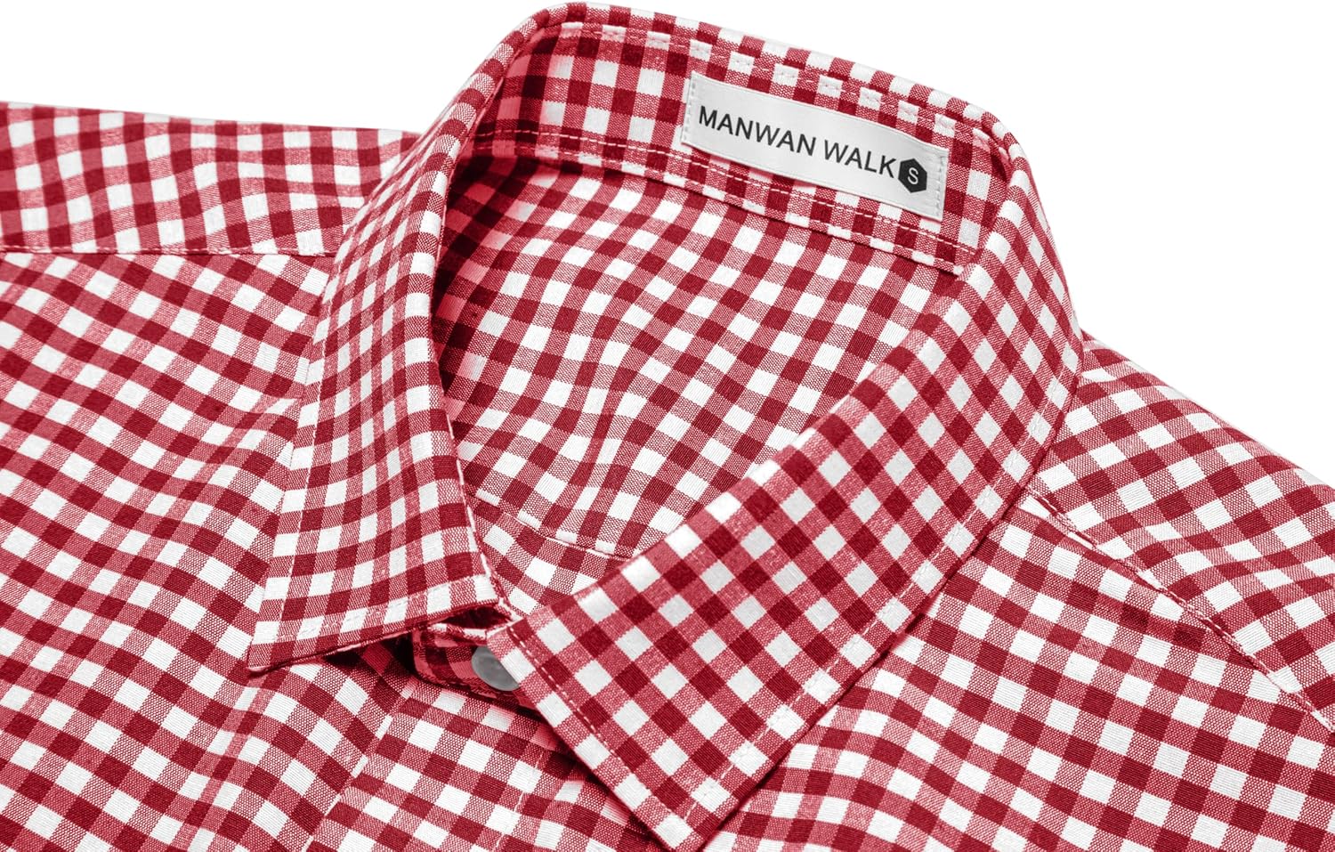Manwan walk Mens Short Sleeve Plaid Casual Button Down Shirts Gingham Regular Fit Dress Shirts - Image 5