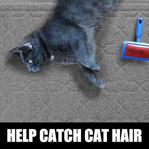 Miniatura 3 de Yimobra Tapete de arena para gatos, 24 x 20 pulgadas, con malla de bloqueo de arena, tapete suave para atrapar la arena, fácil de limpiar,