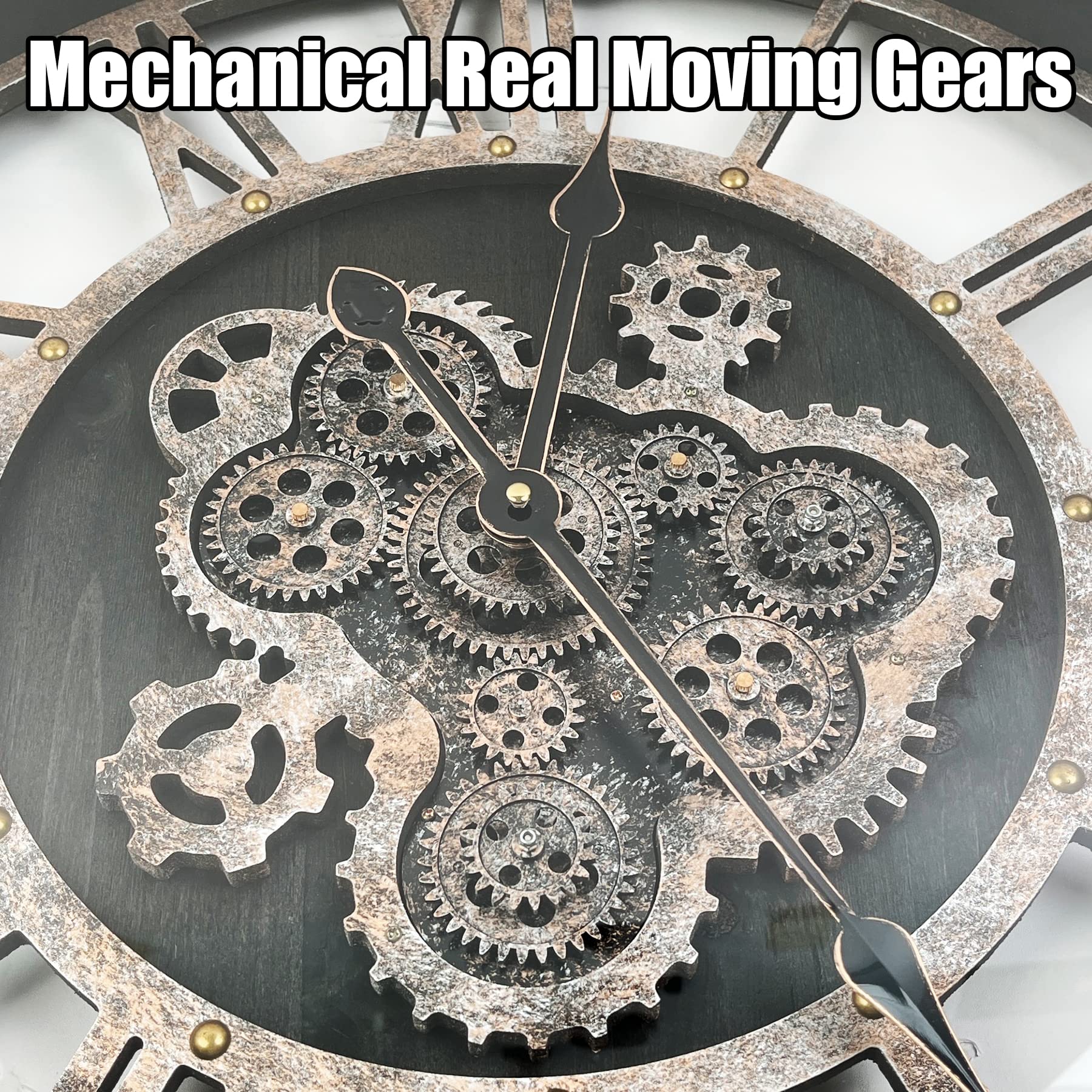 DORBOKER Large Moving Gears Wall Clocks for Home Decor, Wall Clock