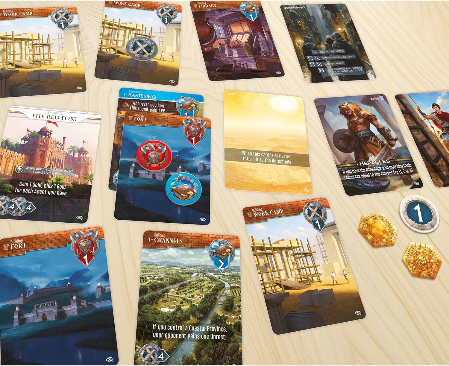 Funforge Monumental Duel Civilizations Espionage Deck-Building Board Game for Ages 10+, Strategic & Engaging Play, 2 Players, 60-90 Min