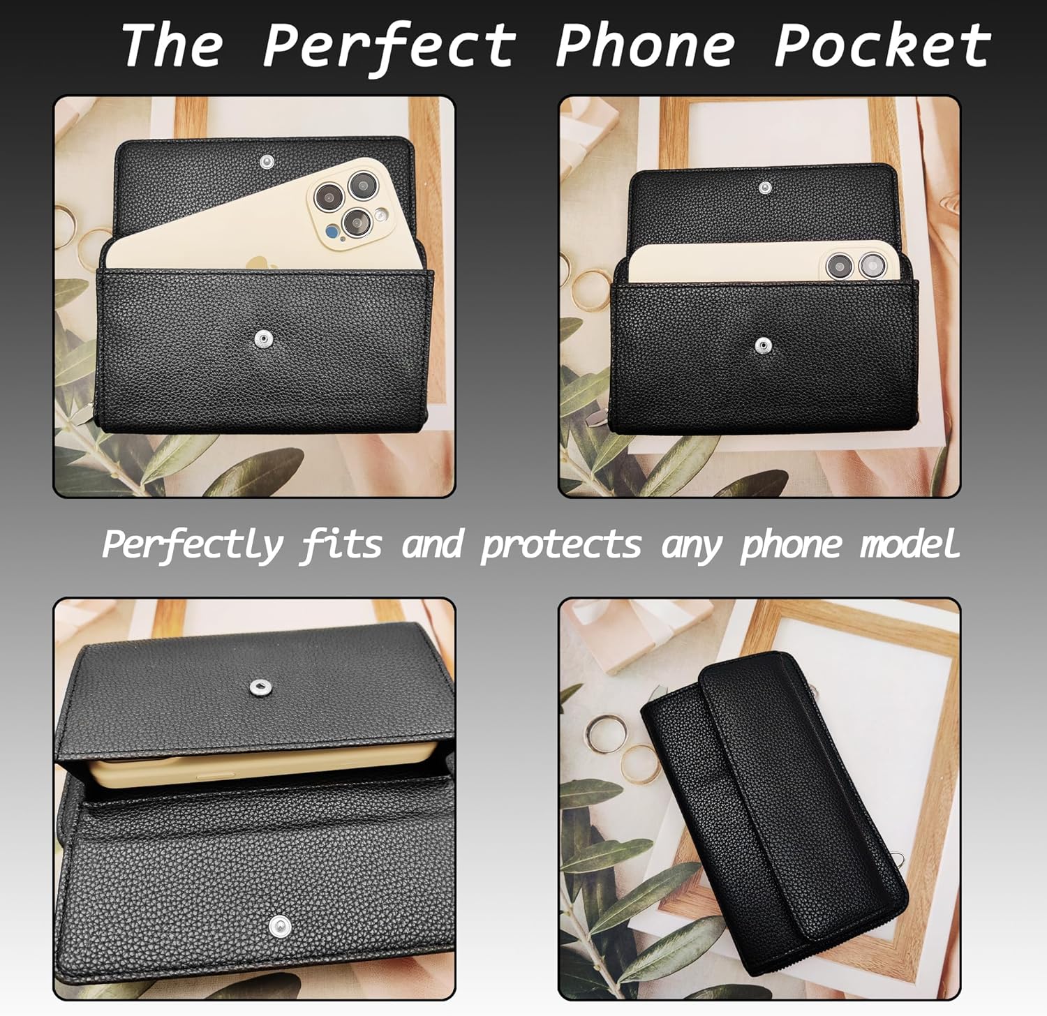 Cell Phone Crossbody Lanyard with Zipper Pouch PU Leather Crossbody Phone Bags Purses with Strap Wallet - Image 2