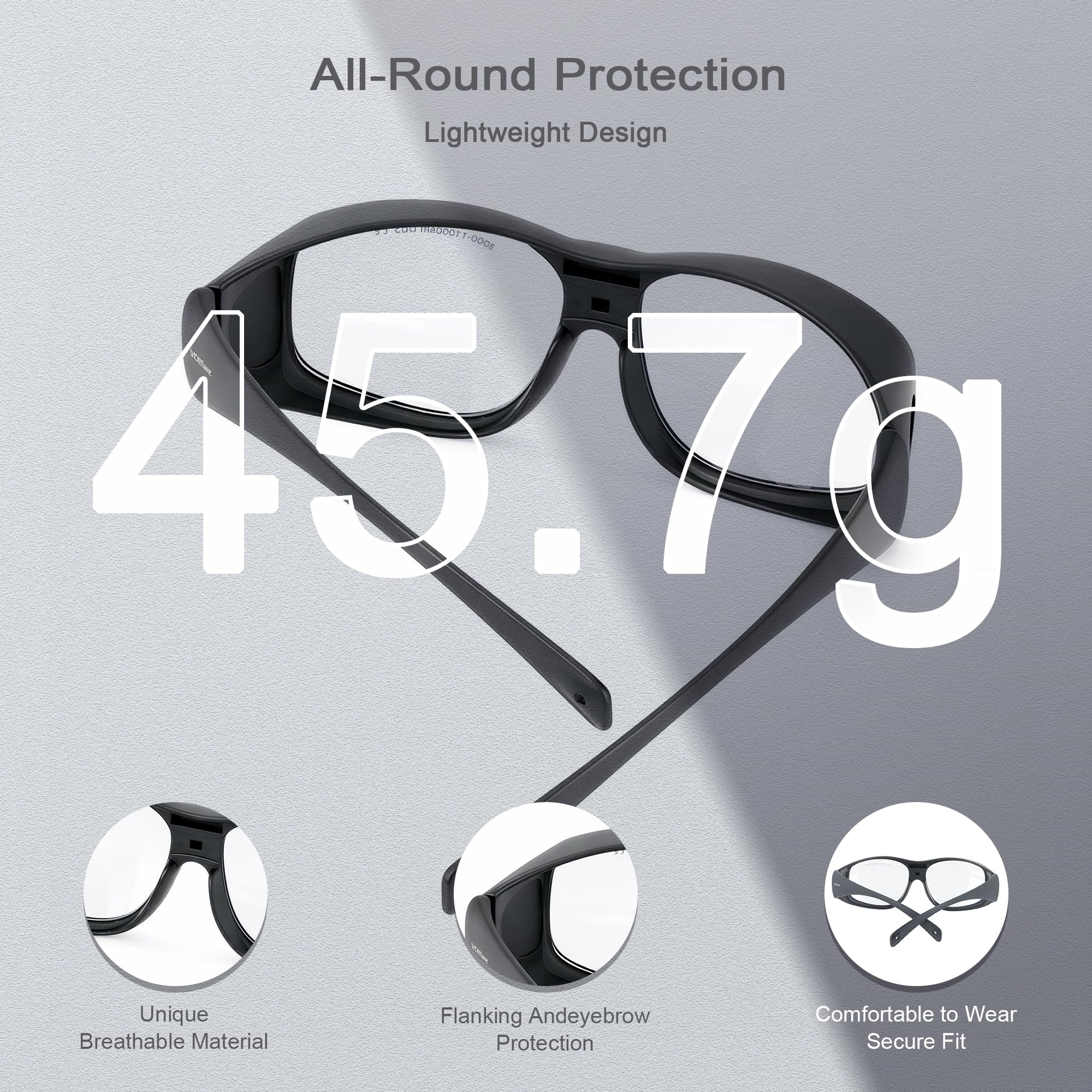 MCWlaser Lunettes de protection laser CO2 10600 nm 9000-11000 nm OD5+ Lunettes de protection laser Type d'absorption Lunettes laser CO2 pour gravure laser CO2 Découpe de traitement de beauté
