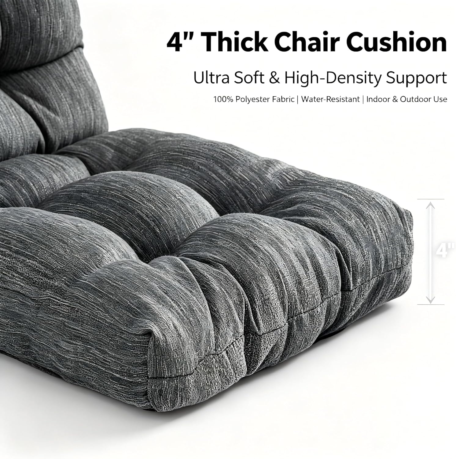 QILLOWAY Outdoor Chair Cushion for Patio Furniture, Waterproof Patio Cushions Set of 2 with Ties, Fade Resistant Replacement Pads for Outdoor Rocking Chairs,Charcoal Grey,Black ‼️possible stains and missing or broken pieces ‼️