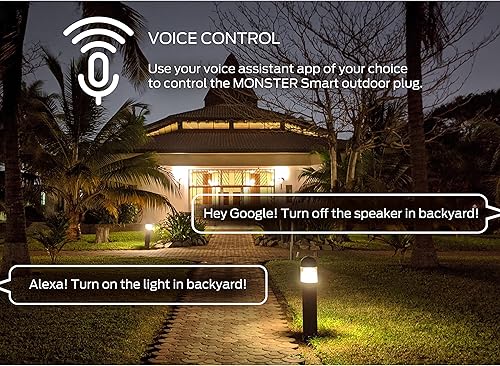 Miniatura 7 de Monster Enchufe inteligente para exteriores, 3 salidas, control de voz compatible con Alexa y Google Assistant, programación, control de