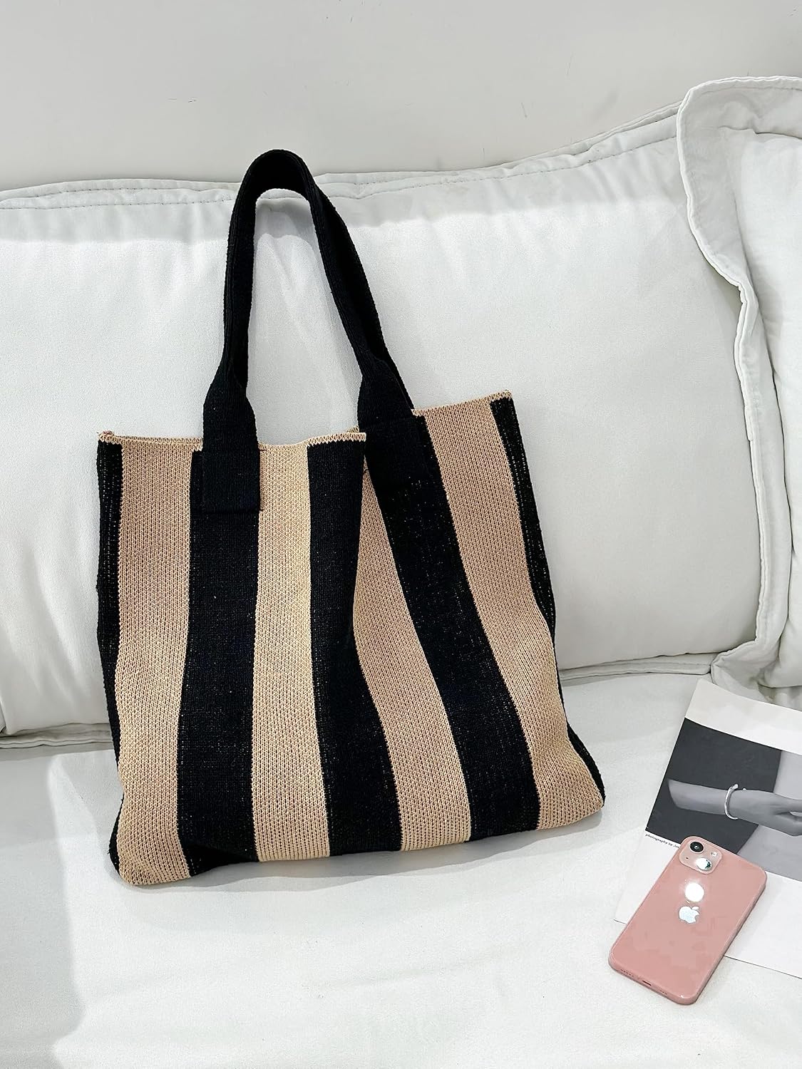 ENBEI Women's tote bags aesthetic Shoulder Handbags Hand crocheted Bags large Shoulder Shopping Bag large satchel cute Bag