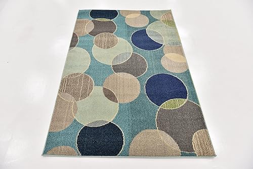 Miniatura 4 de Unique Loom Chromatic Collection - Alfombra moderna bokeh y vibrante abstracta para cualquier decoración del hogar, 4 x 6 pies, azulbeige