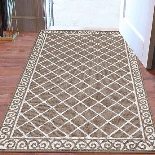 Miniatura 161 de HEBE Tapete para puerta interior, 20 x 32 pulgadas, antideslizante, para puerta delantera, lavable, atrapador de suciedad para entrada, tapete