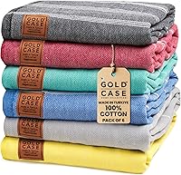 Vista 12 de Gold CASE Juego de 6 Toallas de Playa Turcas – Toallas de Baño Grandes 100% Algodón 70 x 38'' – LYCIA de Tamaño Extra Grande, Secado Rápido y Sin