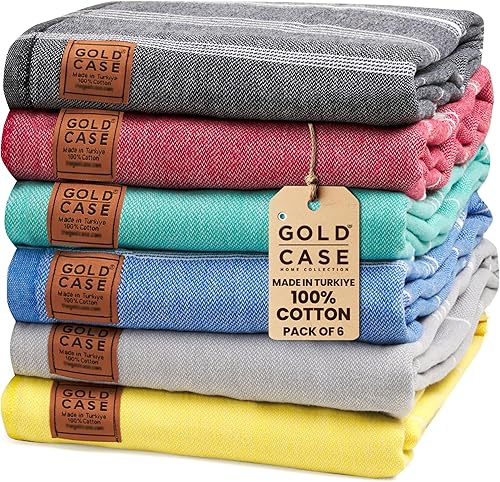 Miniatura 12 de Gold CASE Juego de 6 Toallas de Playa Turcas – Toallas de Baño Grandes 100% Algodón 70 x 38'' – LYCIA de Tamaño Extra Grande, Secado Rápido y Sin