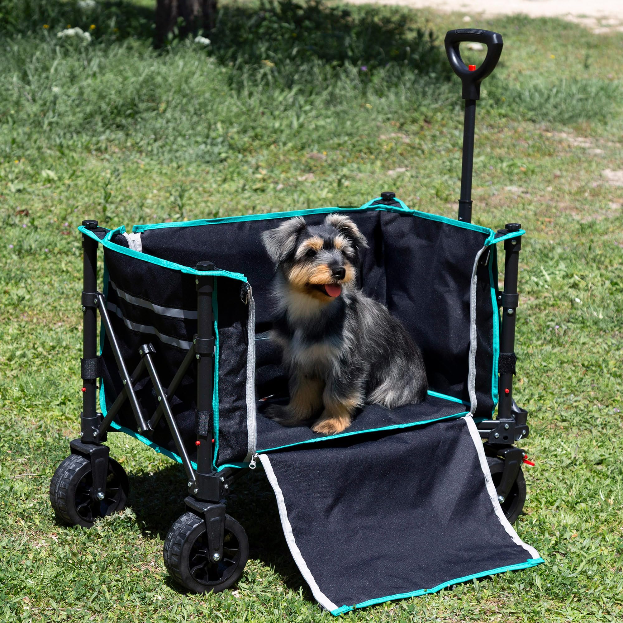 AKTIVE Carrello pieghevole da spiaggia ruote fuoristrada 60 kg acciaio poliestere 70x45x95 cm
