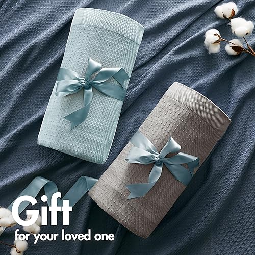 Miniatura 8 de Madison Park Manta de lujo de algodón egipcio, color gris, 108 x 90 pulgadas, tamaño King, tejido de primera calidad, suave, acogedora, 100% algodón