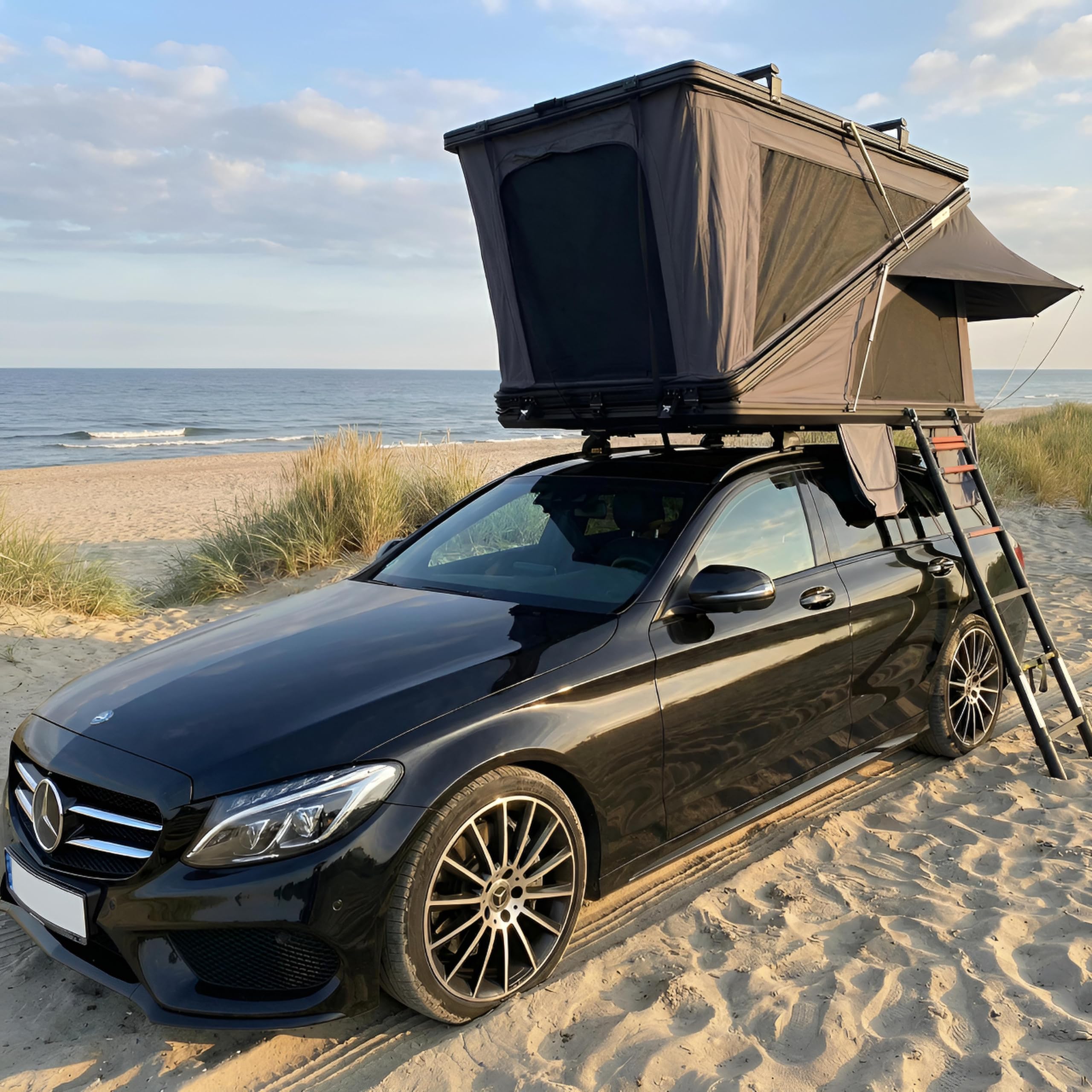 Z-Fold Dachzelt Hardcase Aluminium Autodachzelt Grau oder Khaki Zelt mit optionalem Sonnensegel