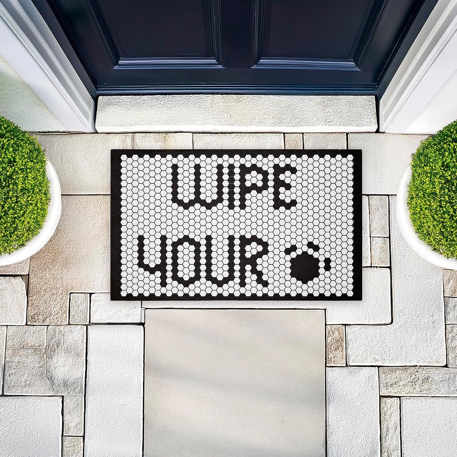 Stupell Industries Wipe Your Paws Mosaic Pattern Outdoor Door Mat, Durable Non-Slip Unwoven Mat with Recycled Rubber Backing, Weather-Resistant Pet Entry Mosaic Design by Elizabeth Medley, 18"x30"