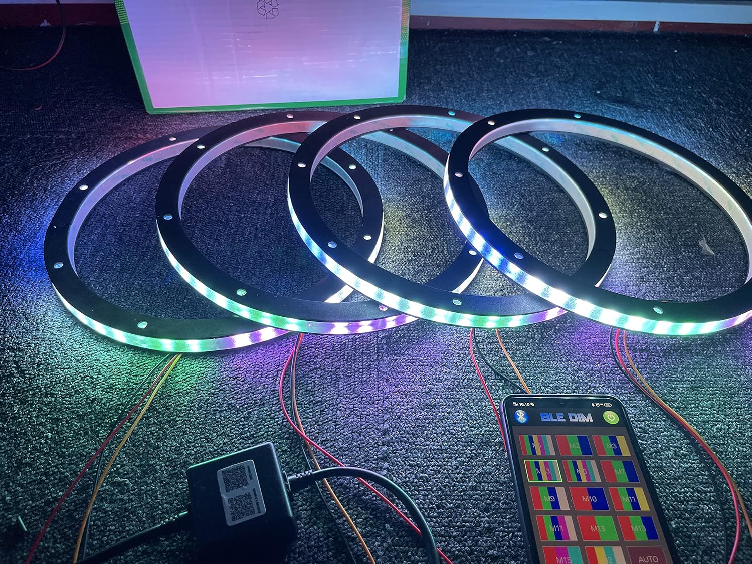 Sando Tech 4PCS 6.5'' Dream Color Chasing Led Speaker Ring Light Flashing Flow Car Coaxial Speaker Lights Boat Spacer Light Bluetooth APP/Remote Ctrl