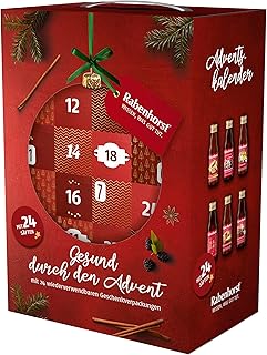 RABENHORST Saft Adventskalender 2025 – 24 hochwertige Direktsäfte in Glasflaschen (12 verschiedene Sorten) – Vegan, ohne Zuckerzusatz – Gesunder Adventskalender für Kinder und Erwachsene